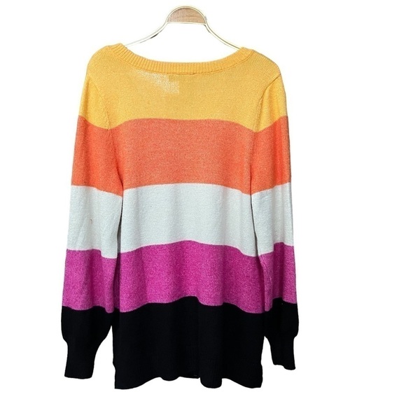 Lane Bryant Women’s Multicolored Striped V-Neck Tunic Pullover Sweater Sz 14-16 - Picture 4 of 8